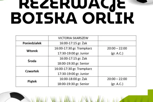 Rezerwacje boiska Orlik w Żelazkowie – harmonogram i kontakt