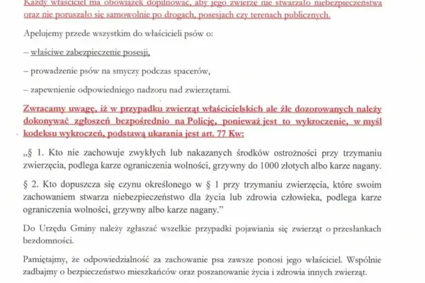 Gmina Godziesze Wielkie apeluje do właścicieli psów o odpowiedzialność i nadzór