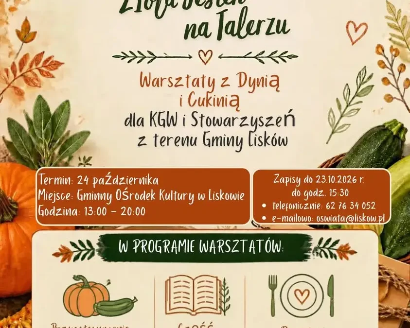 Warsztaty kulinarne z dynią i cukinią w Liskowie – zapisy trwają