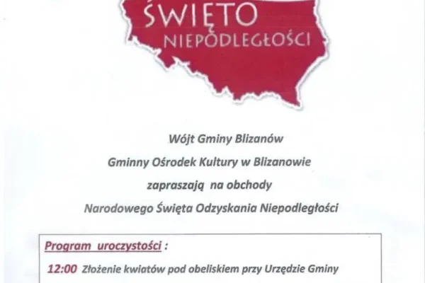 Blizanów zaprasza na obchody Święta Niepodległości